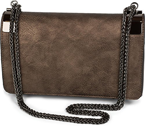 styleBREAKER clutch, borsetta da sera con fermagli metallici e catena scorrevole, design vintage, donna 02012046, colore:Bronzo antico