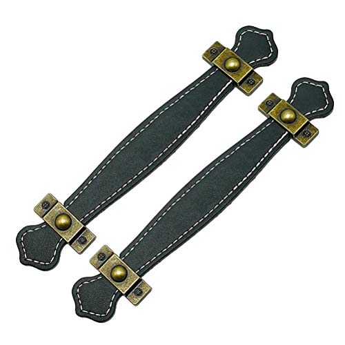 SUPVOX – 2 Maniglie per cassetti Vintage in Pelle, Stile retrò, Maniglie per Valigia, Maniglie per armadietti, Maniglia per Porta (Marrone)