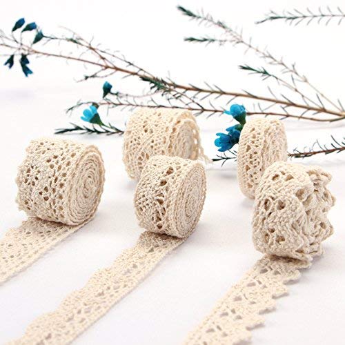 ToBeit Nastro in pizzo di cotone in stile vintage, decorativo, per il cucito artigianale, decorazione per matrimonio, scrapbooking, adatto come regalo beige.