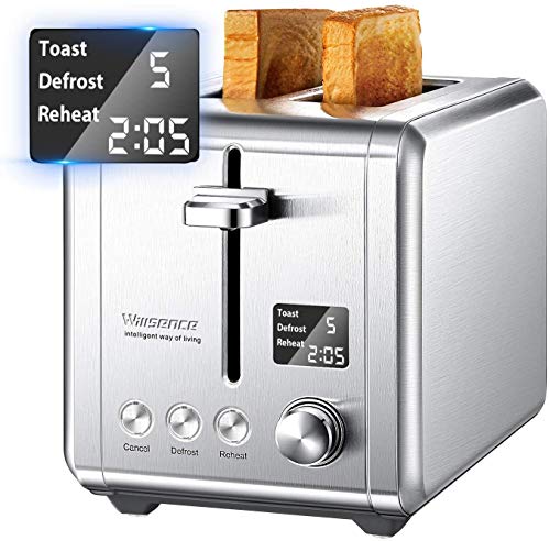 Tostapane 2 Fette Con Display LCD 9 Impostazioni Di Cottura Tostapane In Acciaio Inossidabile Con Slot Extra Largo AnnullaScongelaCalore e Raccolta Briciole Rimovibili 920 W