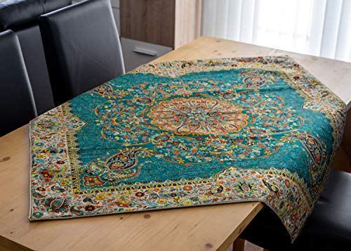 Tovaglia Lpuk Afshari Collection SERIES2 blu 100 cm × 100 CM circa quadrato in tessuto classico vintage modello