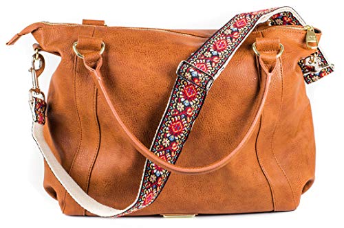 Tracolla di Ricambio Per Borsa e Borsello Rosa Vintage – Tracolla Ricamata in Jacquard per Borsa Tracolla Stile Chitarra – Tracolla Regolabile Per Borsa a Tracolla e a Cartella – Gold Hardware