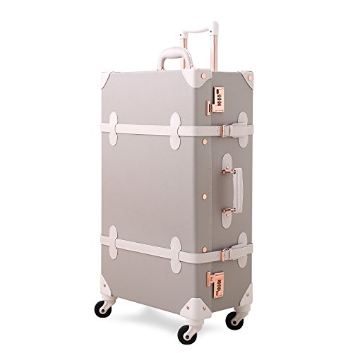 UNITRAVEL Valigia Viaggio Vintage 55 Centimetri 31 Litro 4 Ruote Grigio Chiaro con Lucchetto a combinazione