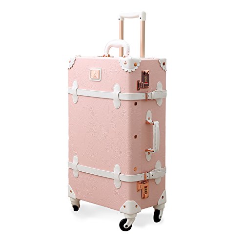 UNITRAVEL Valigia Vintage Fiori 58 Centimetri 36 Litro 4 Ruote Goffratura Rose con Lucchetto a combinazione