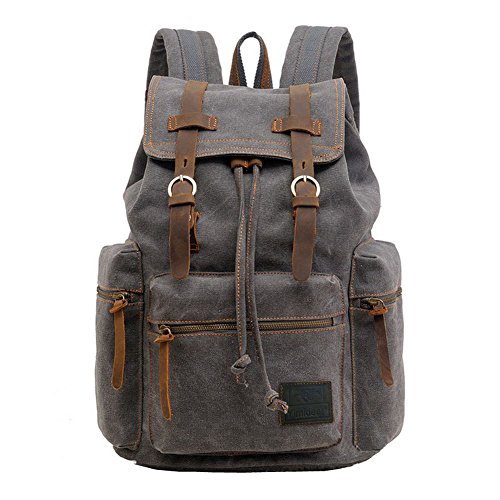 Uomo e borsa studenti Vintage Canvas multifunzione borsa da viaggio sacchetto di svago Retro della tela di canapa delle donne, borsa Messenger Bag Zaino Laptop Bag Satchel misura per iPad Sumsang e altri tablet di marca Dimensione: 42cm (16.5 “) x28 cm (11”) x16 cm (6.2 “) (42 x28 x16 cm, Gray)