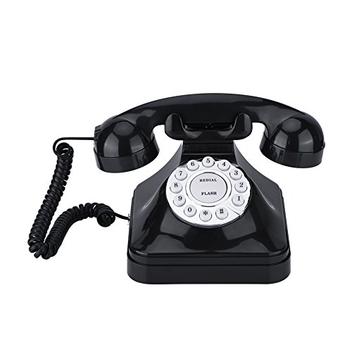 VBESTLIFE Telefono Domestico Telefono Fisso Vintage Black Multi Function Telefono in Plastica Retro Wire per Casa