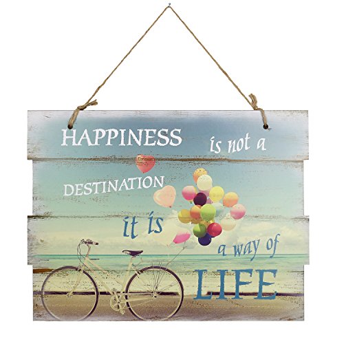 Woodpassion – Targa in legno con cordoncino da appendere, 30 x 40 cm, Legno, Happiness, 30 x 40 cm