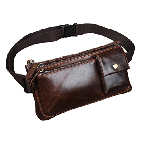 Xieben Vintage Marsupio per Uomo Donna Viaggi Escursionismo Running Hip Bum Cintura Slim Cell Phone Purse Wallet Pouch Coffee