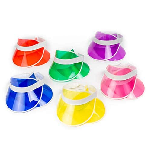 BRAMBLE 12 Visiere Parasole Neon  Transparente  Donna  Uomo  Sun Visor cap per Pub Golf Tennis Vegas Poker Anni 80 Casin e Altro