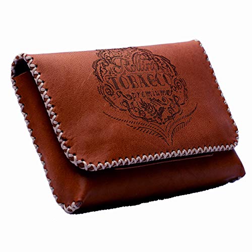 Portatabacco Bleeps® In Vera Pelle Conciata Al Vegetale Made in Italy Borsello Porta Tabacco Cartine E Filtri E Accendino Fatto a Mano Vintage Astuccio Portatabacco Cuoio Molto Capiente 30 e 40 Gr