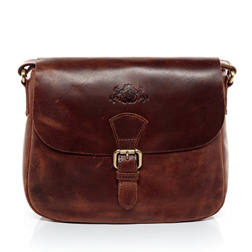 SID  VAIN borsa a spalla vera pelle vintage YALE sacchetto tracolla donna marrone