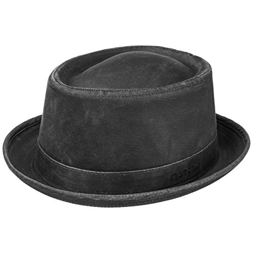 Stetson Cappello Pork Pie Odenton da DonnaUomo  Porkpie in Cotone  Fedora Impermeabile e con Protezione dal Sole  EstateInverno  Nero S 5455 cm