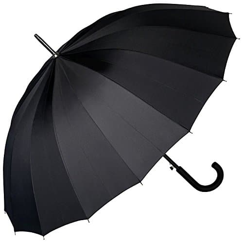 VON LILIENFELD Ombrello Pioggia Lungo Classico Grande Automatico Donna Uomo Stabile 16 Segmenti Devon nero